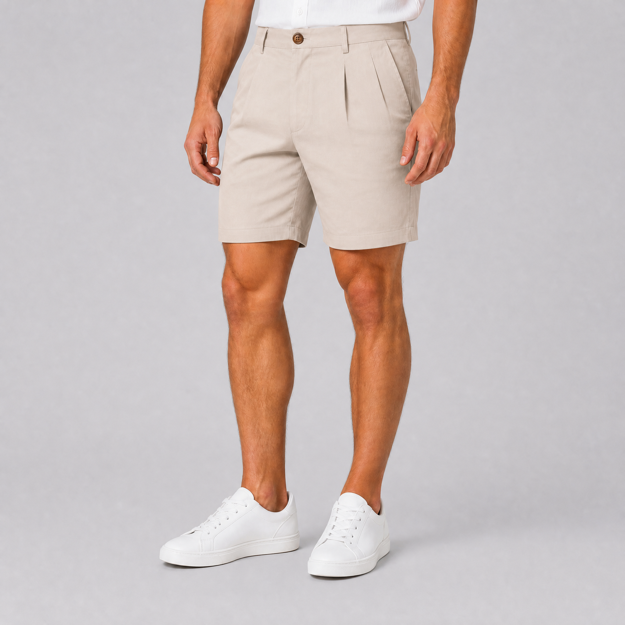 Men's Brown Tailored Shorts – Smart Pleated Chino Shorts