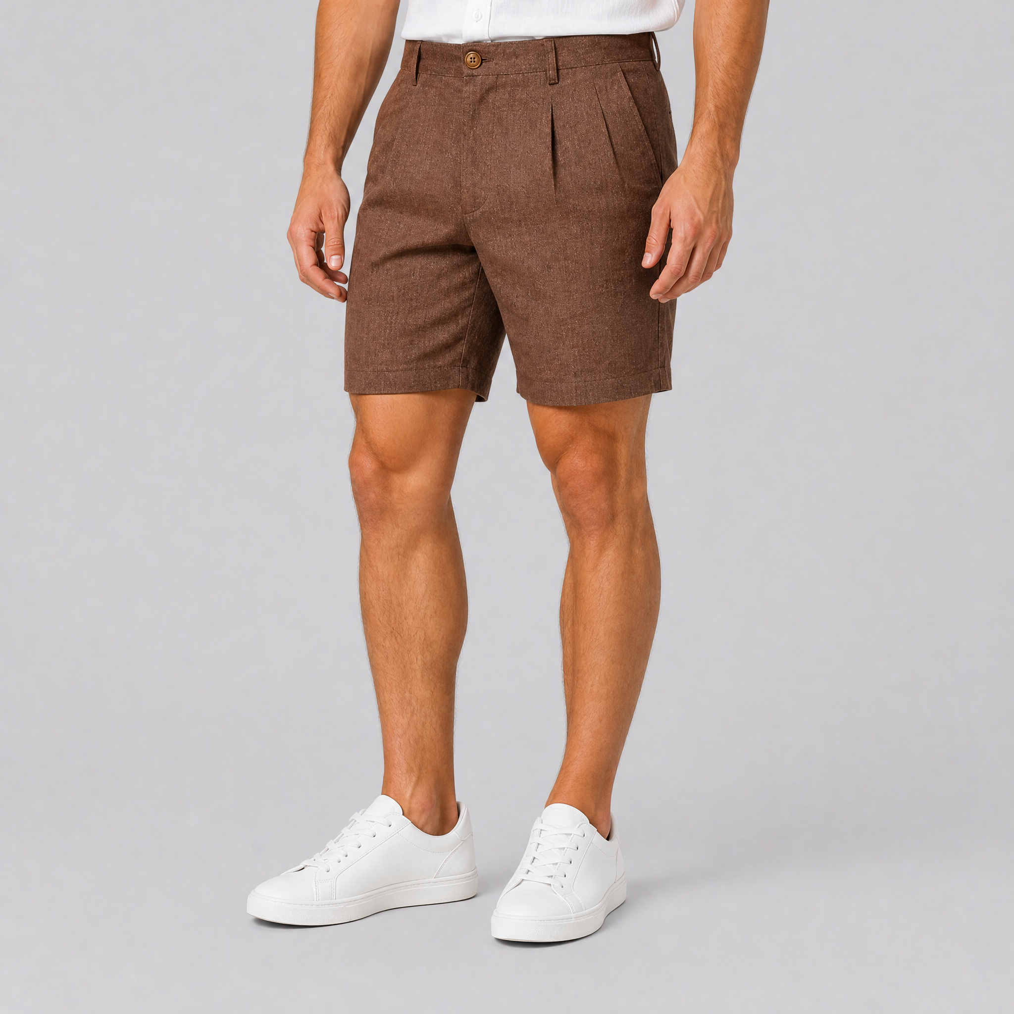 Men's Brown Tailored Shorts – Smart Pleated Chino Shorts