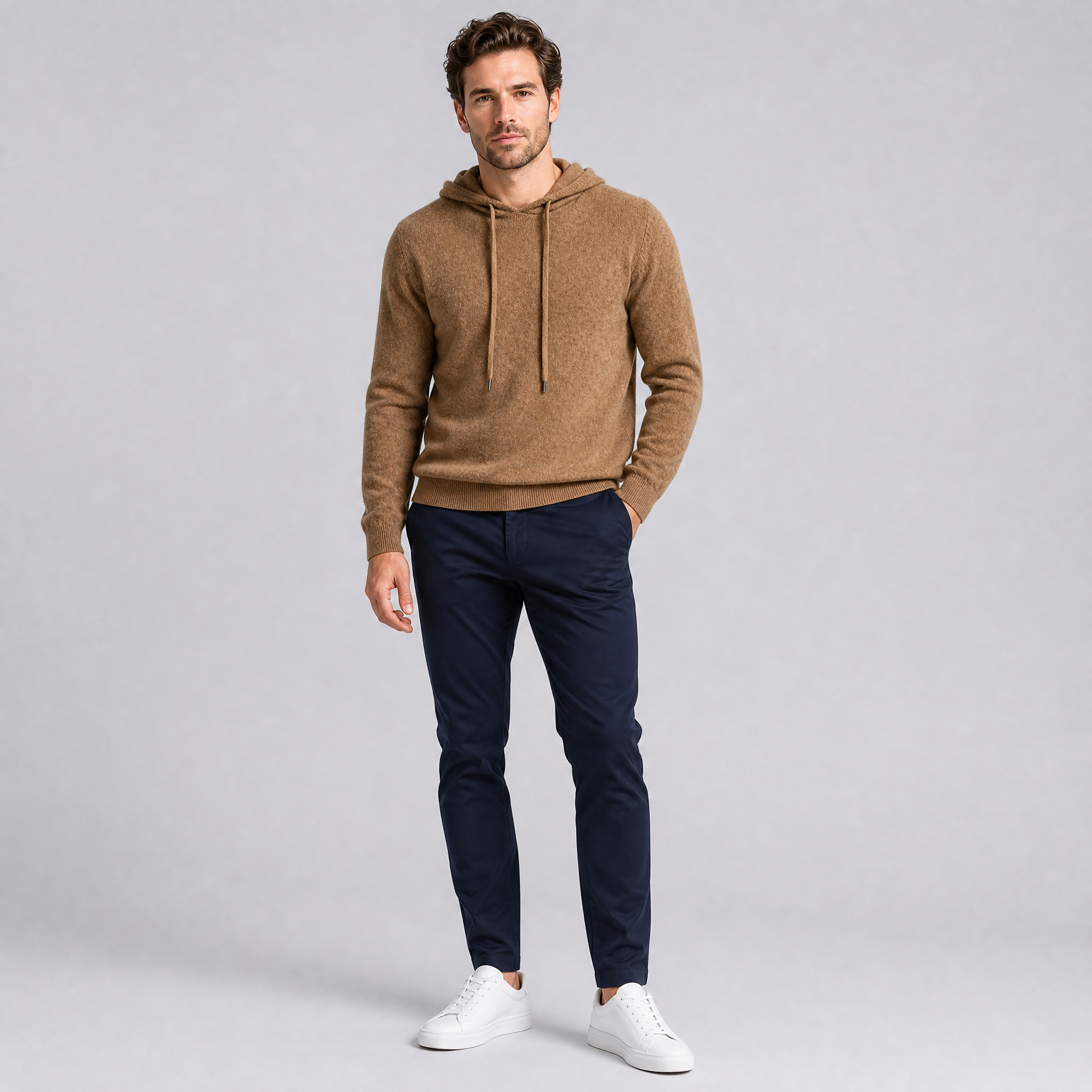 Men's Cashmere Knit Hoodie – Luxury Wool Blend Pullover