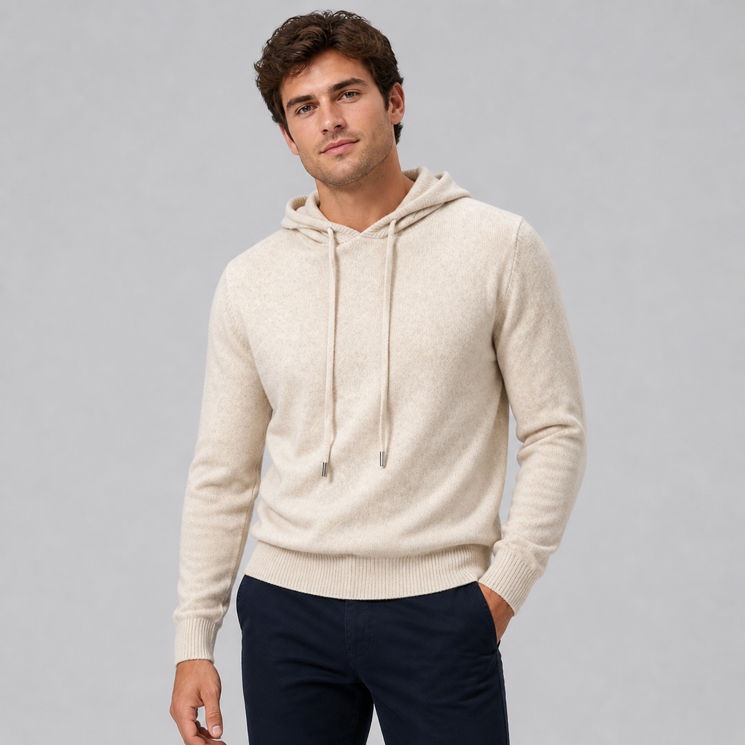 Men's Cashmere Knit Hoodie – Luxury Wool Blend Pullover