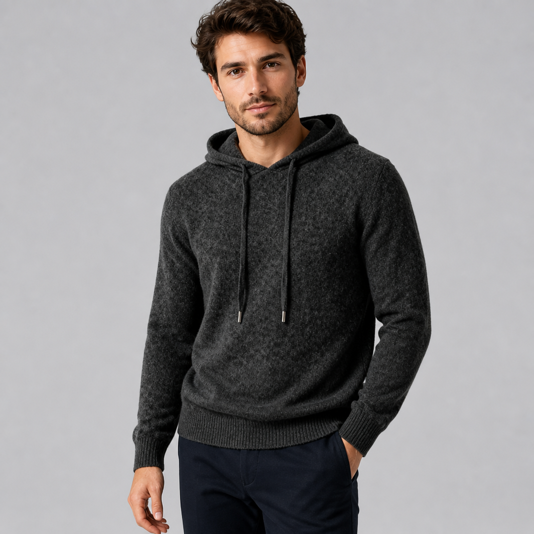 Men's Cashmere Knit Hoodie – Luxury Wool Blend Pullover