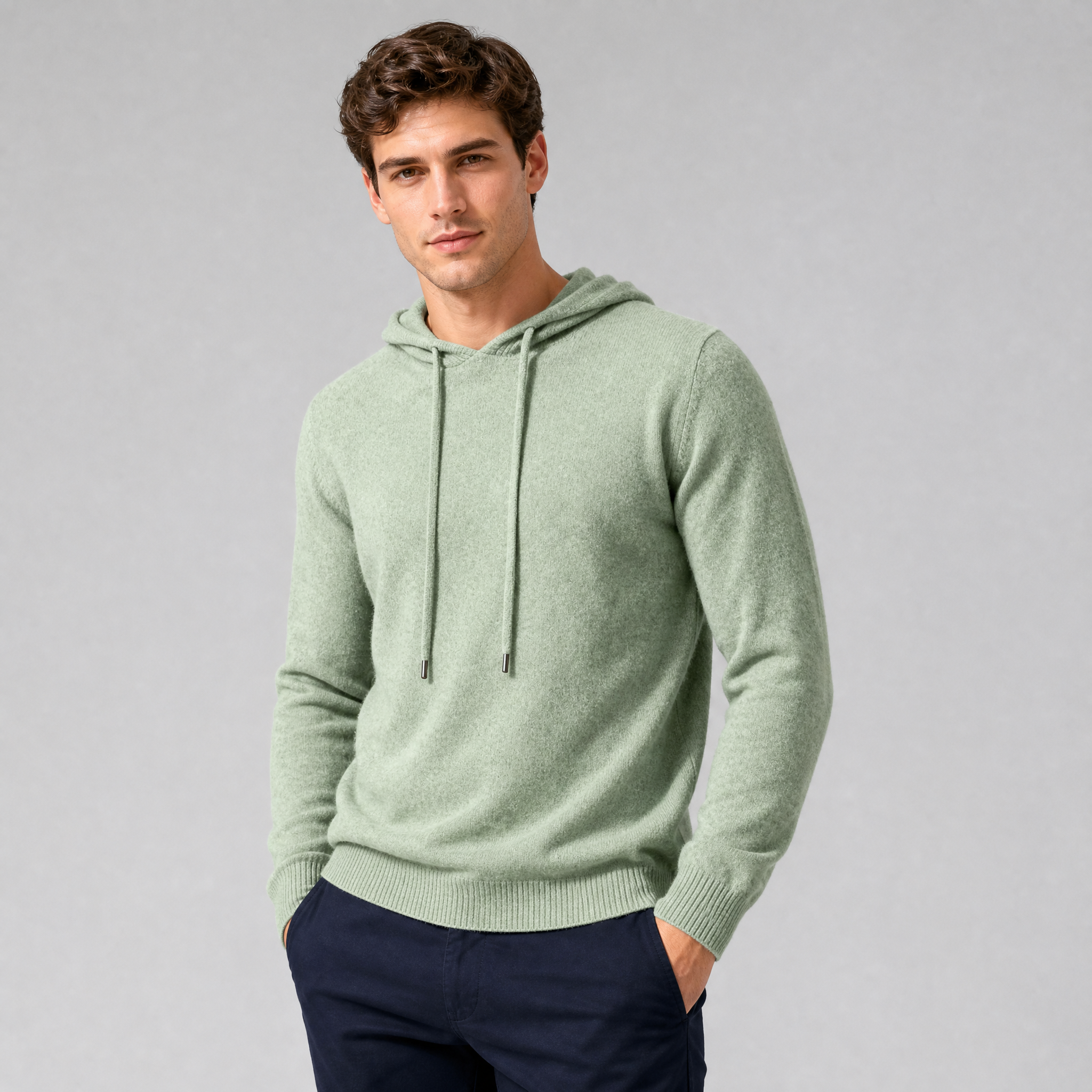 Men's Cashmere Knit Hoodie – Luxury Wool Blend Pullover
