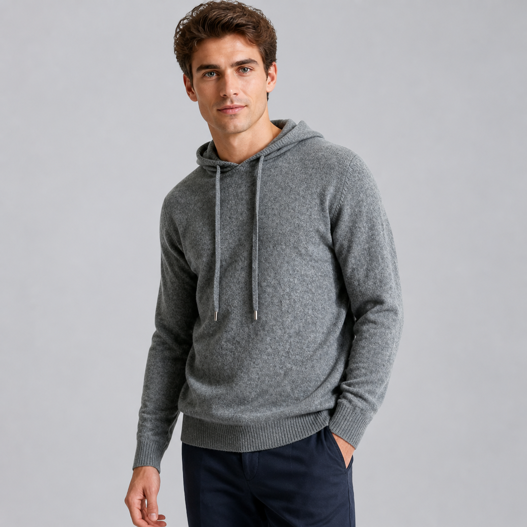 Men's Cashmere Knit Hoodie – Luxury Wool Blend Pullover