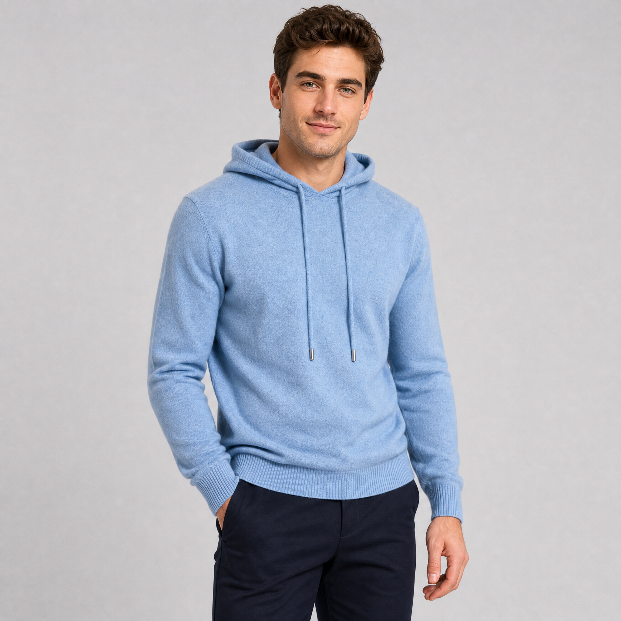 Men's Cashmere Knit Hoodie – Luxury Wool Blend Pullover
