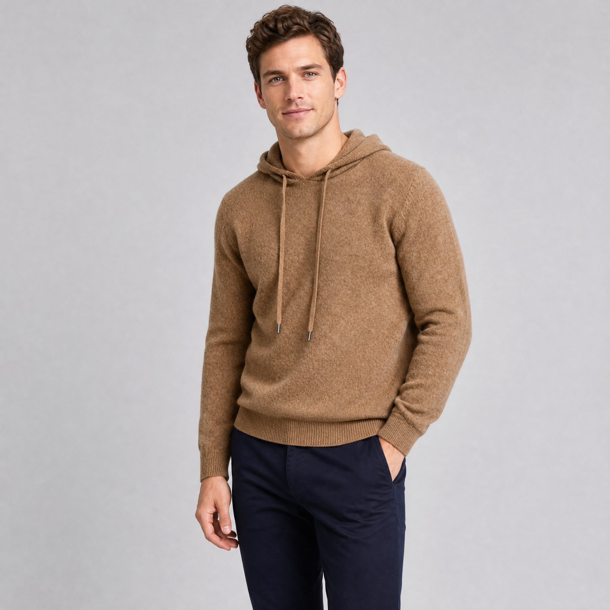 Men's Cashmere Knit Hoodie – Luxury Wool Blend Pullover