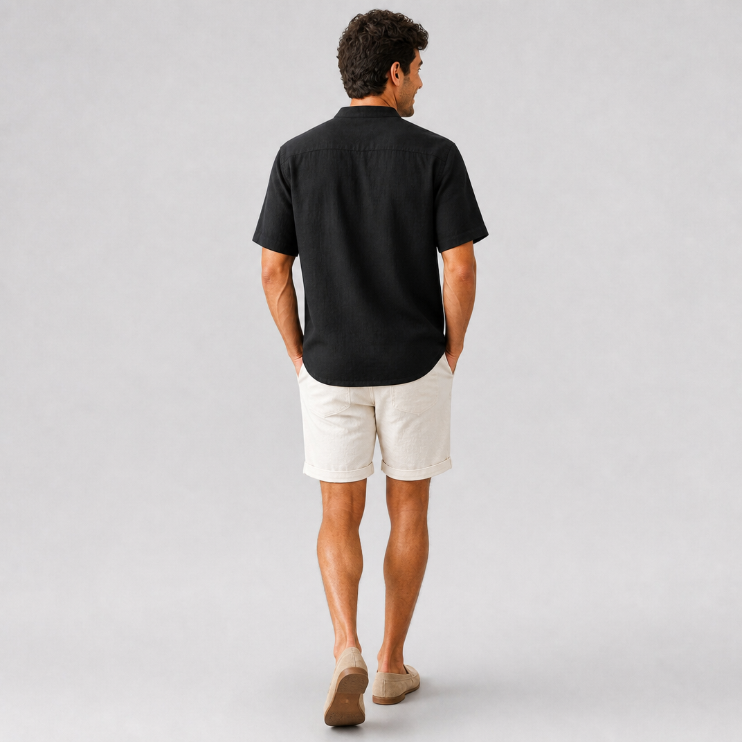 Men’s Casual Linen Henley Shirt