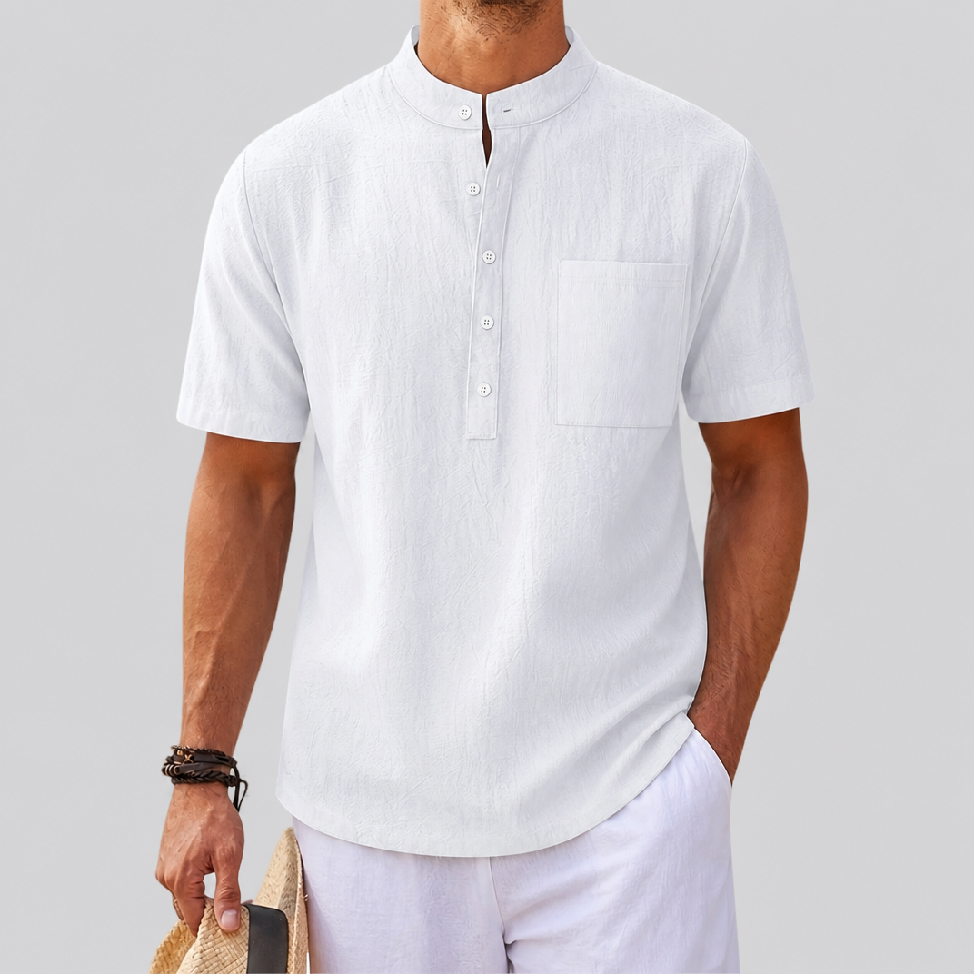 Men’s Casual Linen Henley Shirt