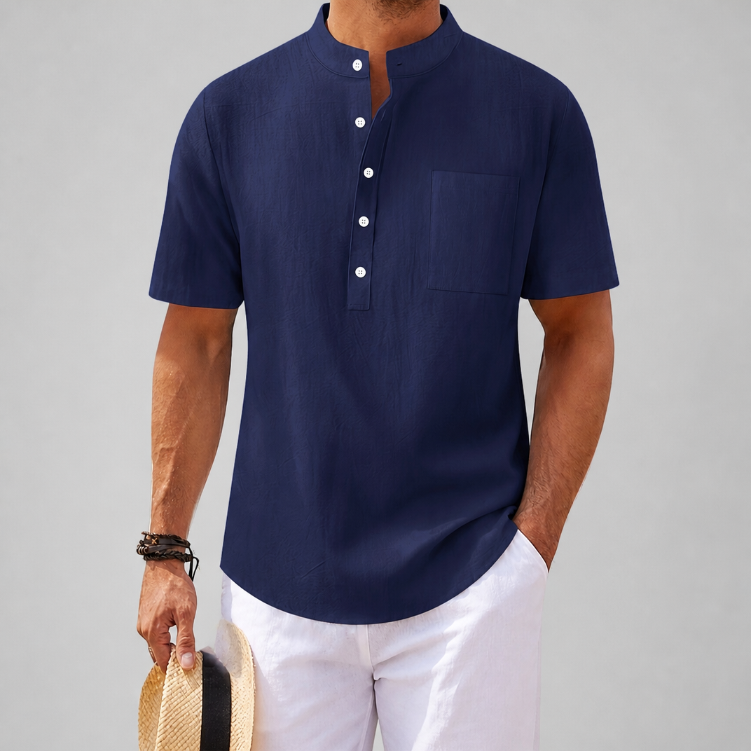 Men’s Casual Linen Henley Shirt