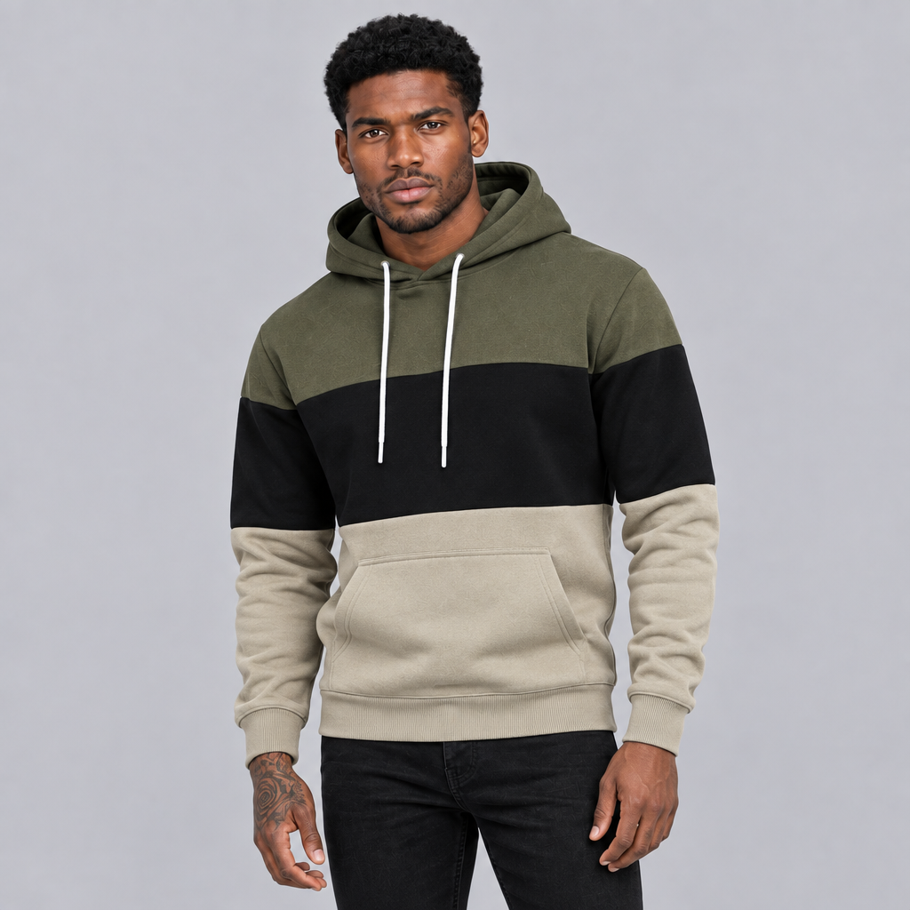 Men's Color Block Hoodie Cotton Blend Regular Fit