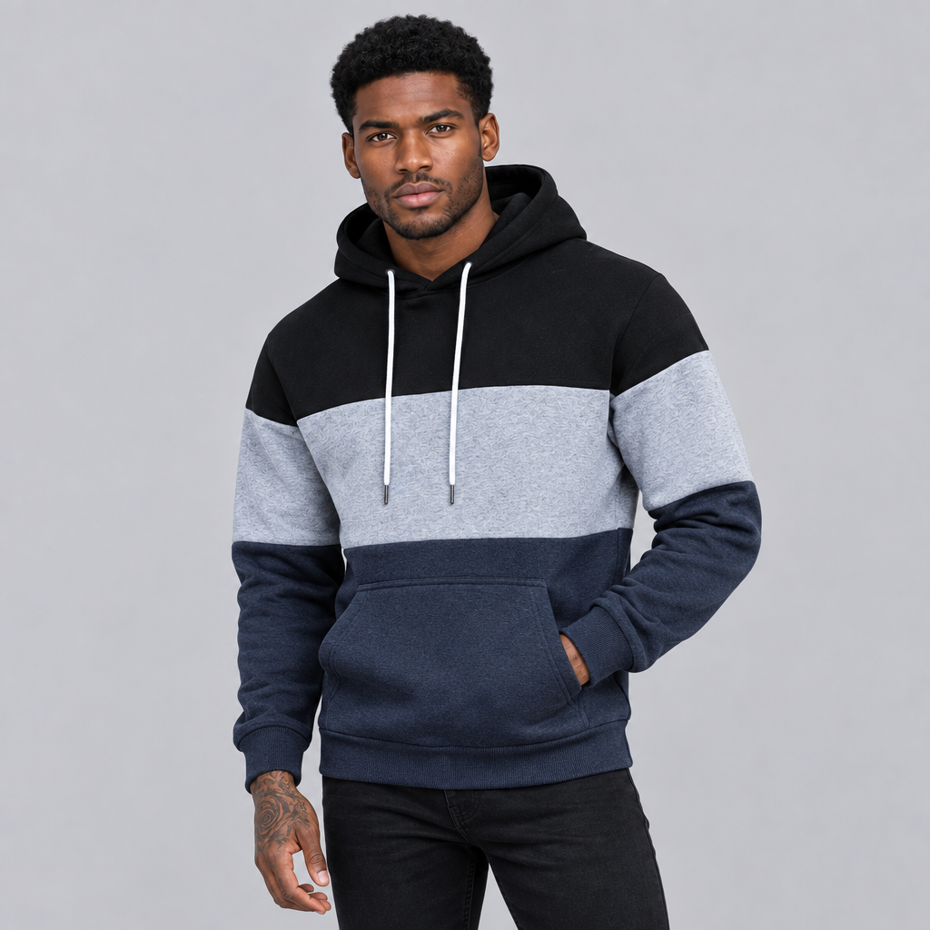 Men's Color Block Hoodie Cotton Blend Regular Fit