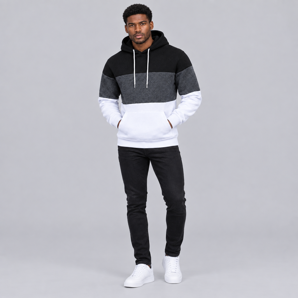 Men's Color Block Hoodie Cotton Blend Regular Fit