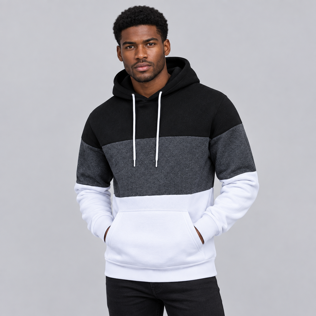 Men's Color Block Hoodie Cotton Blend Regular Fit