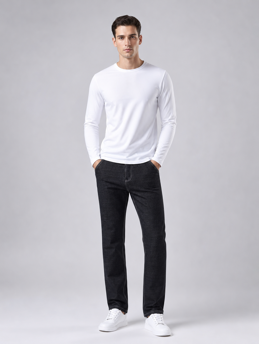 Men's Contrast Stitch Heavyweight Denim Slim Jeans - product view 1