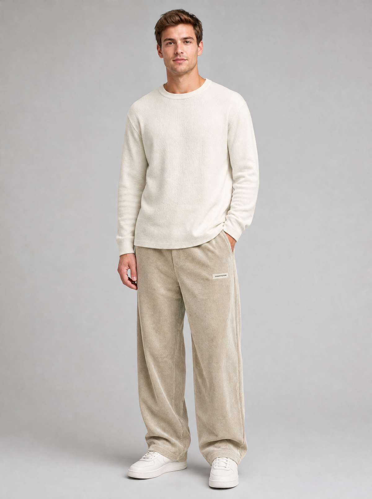 Men's Corduroy Blend Loose Fit Trousers - product view 1