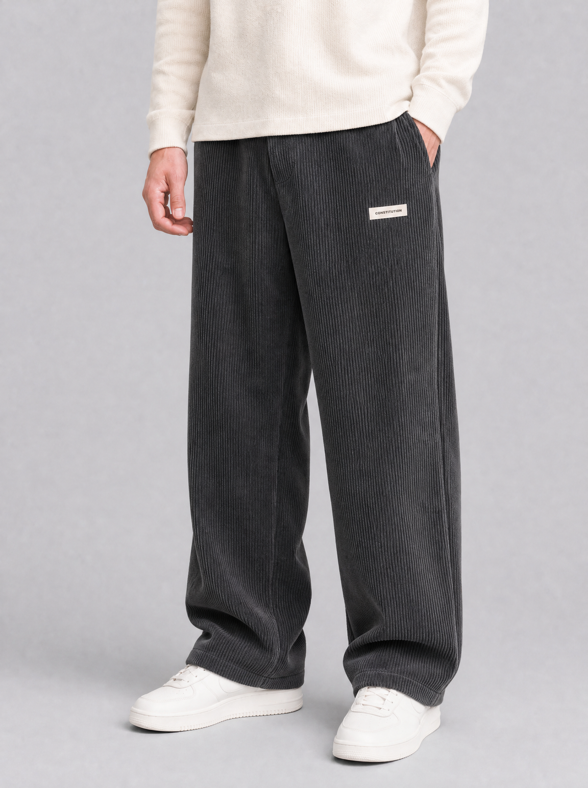 Men's Corduroy Blend Loose Fit Trousers - product view 10