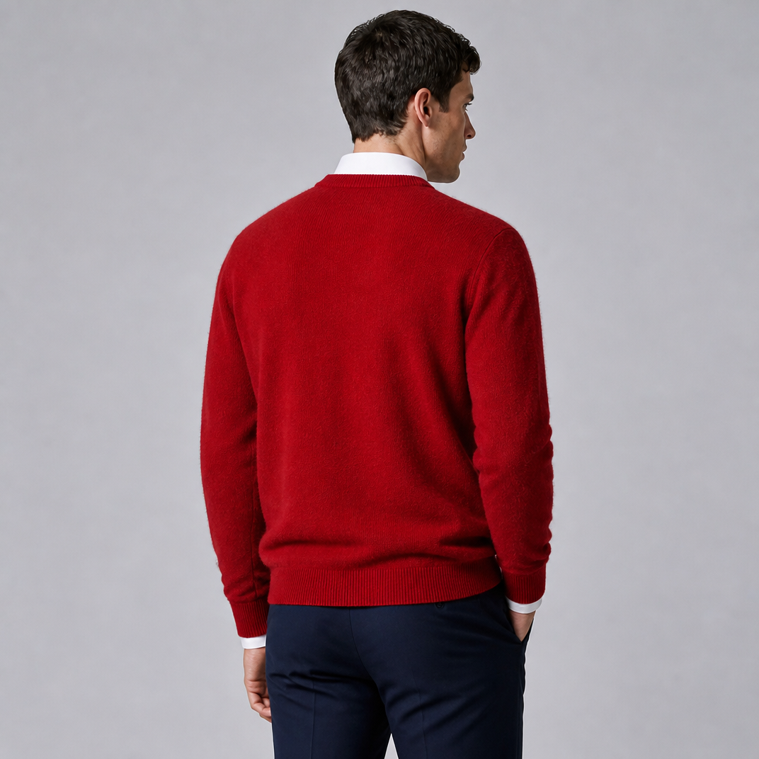 Men's Crew Neck Jumper Brushed Knit Sweater Regular Fit