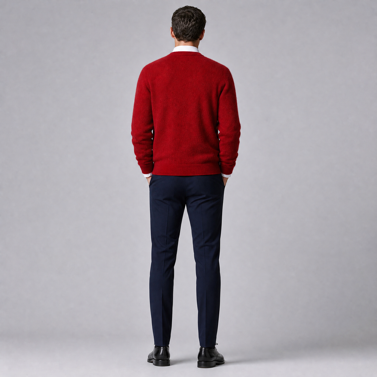 Men's Crew Neck Jumper Brushed Knit Sweater Regular Fit