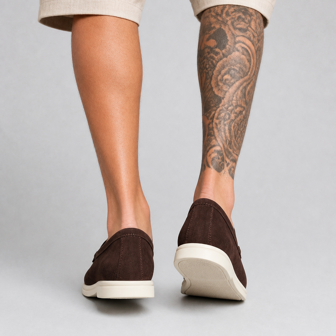 Men’s Espresso Suede Smart-Casual Slip-On Loafers