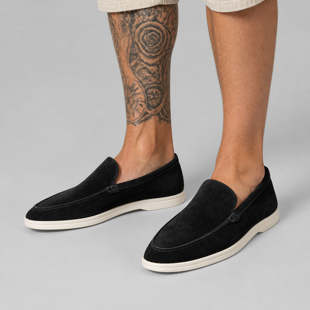 Men’s Espresso Suede Smart-Casual Slip-On Loafers