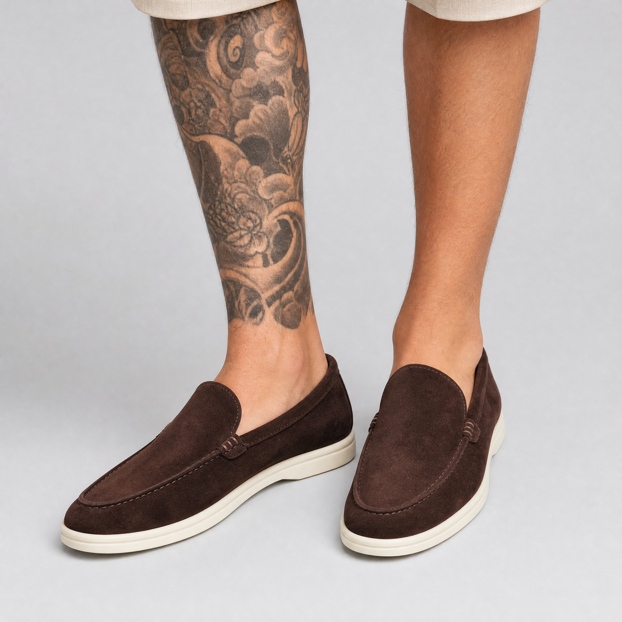 Men’s Espresso Suede Smart-Casual Slip-On Loafers