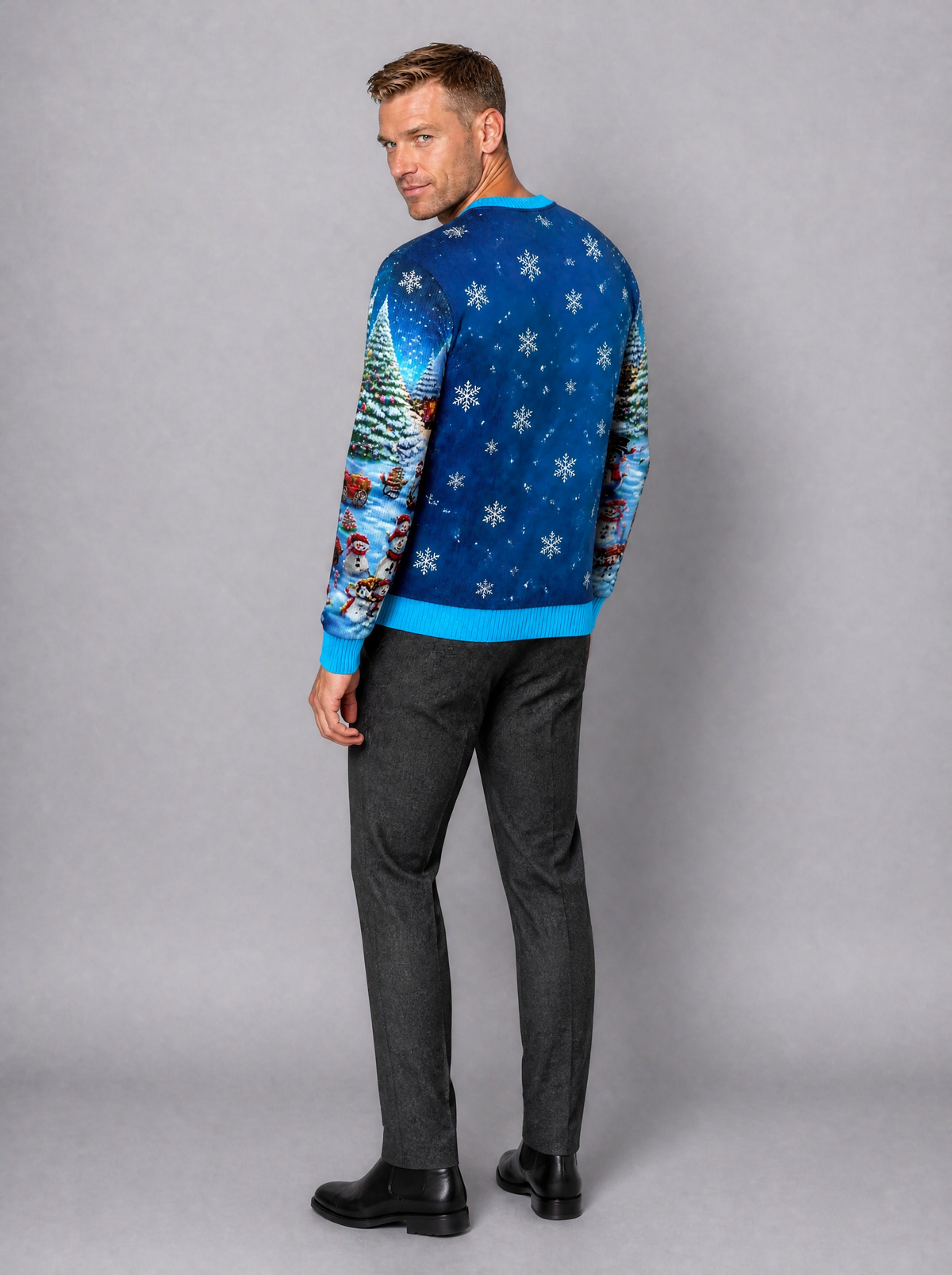 Men's Fine Knit Christmas Graphic Regular Fit Crew Neck Jumper - product view 2