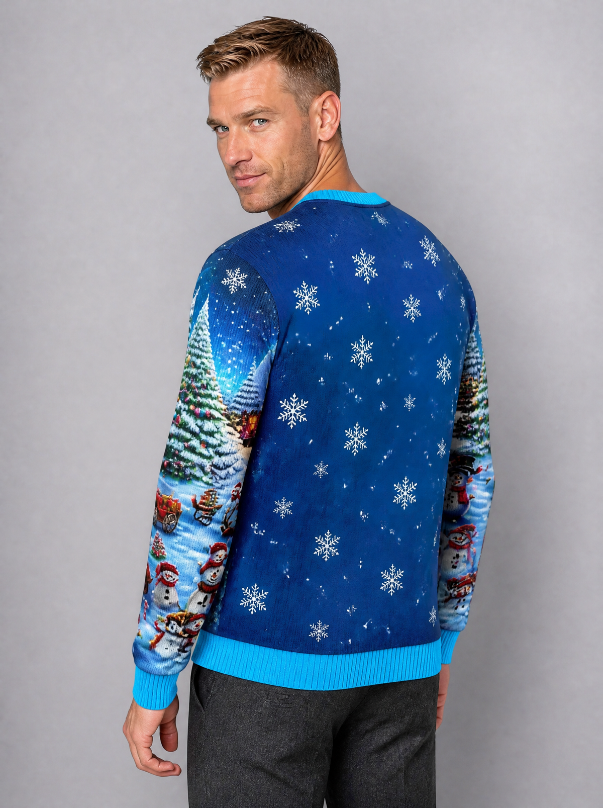 Men's Fine Knit Christmas Graphic Regular Fit Crew Neck Jumper - product view 4