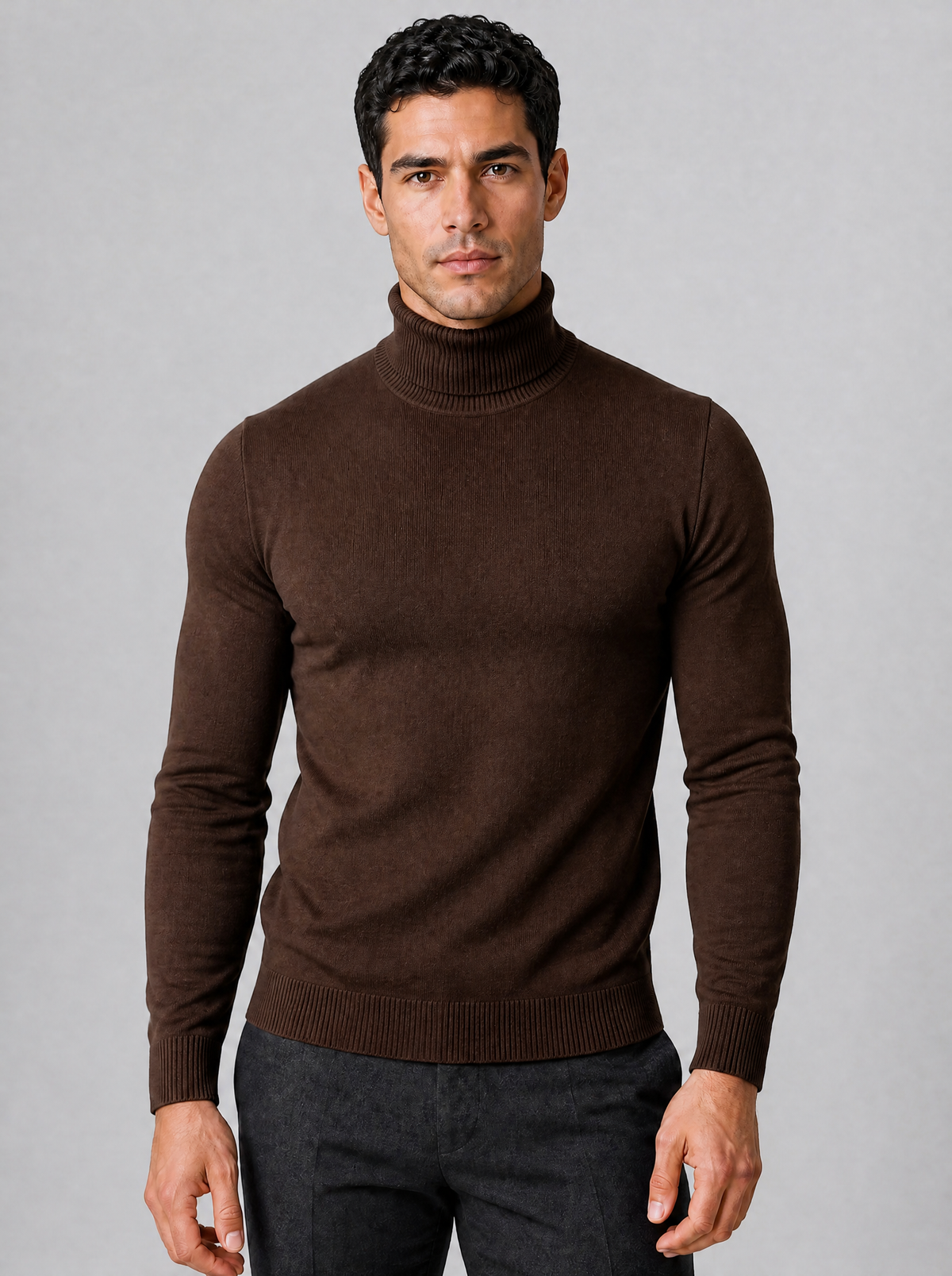Men's Fine Knit Plain Regular Fit Roll Neck Jumper - view 6