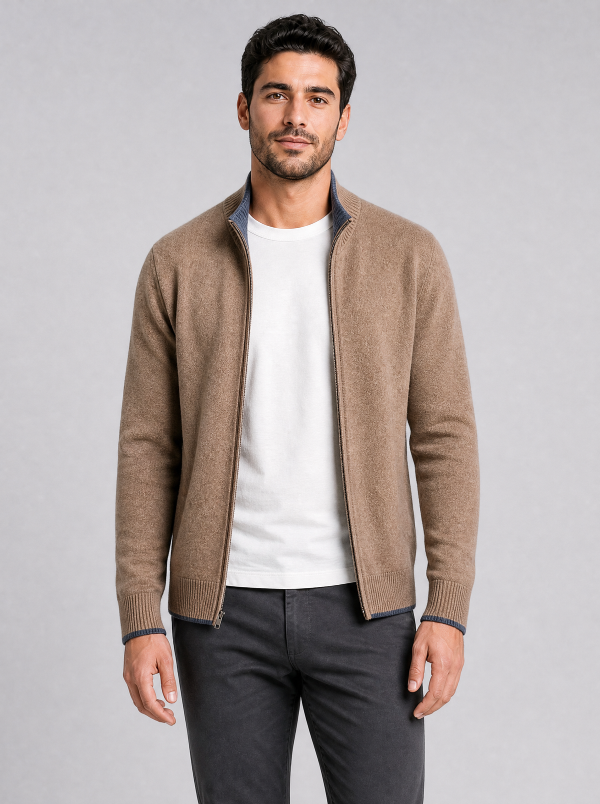 Men's Fine Knit Regular Fit Full Zip Cardigan