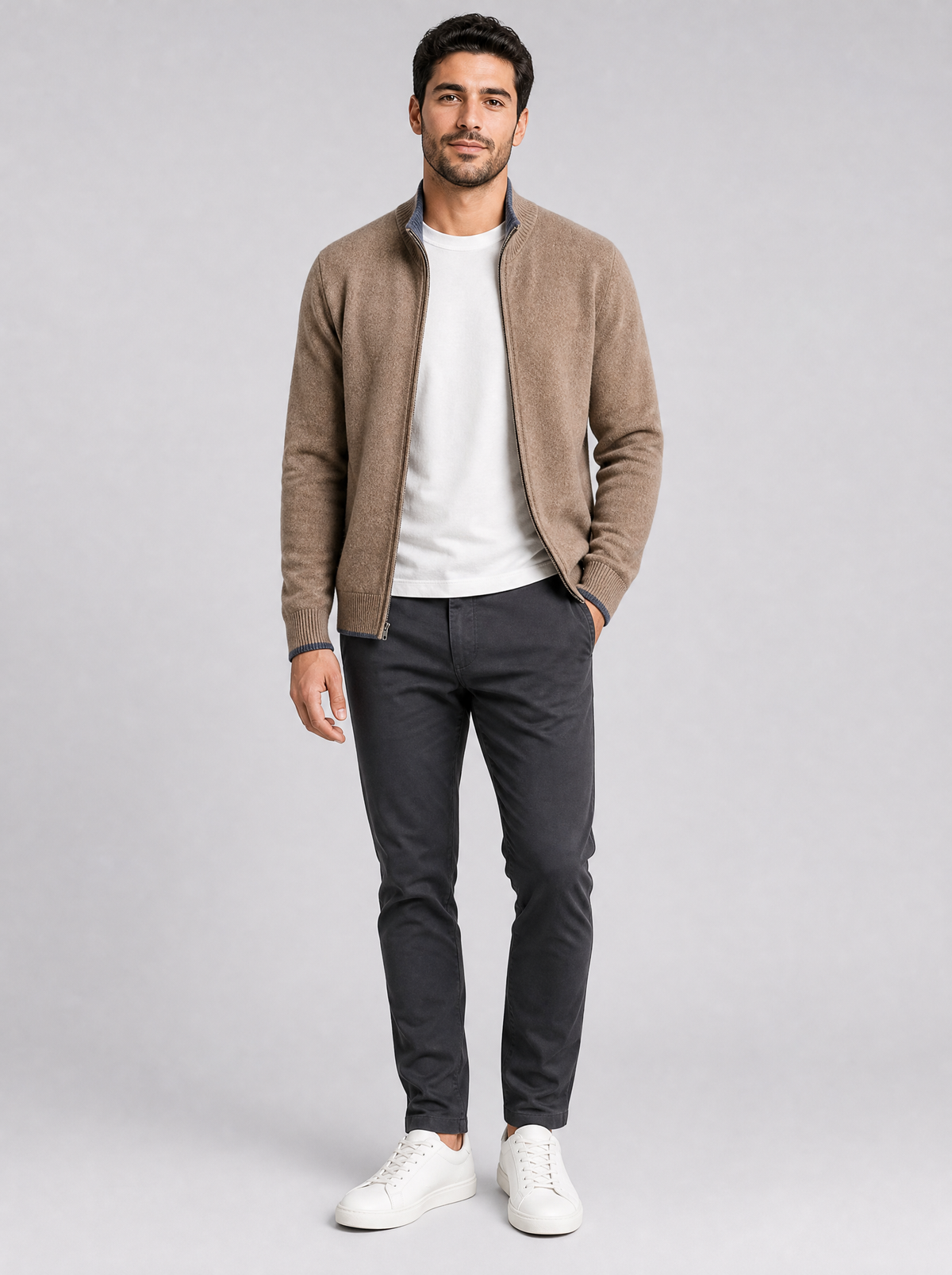 Men's Fine Knit Regular Fit Full Zip Cardigan