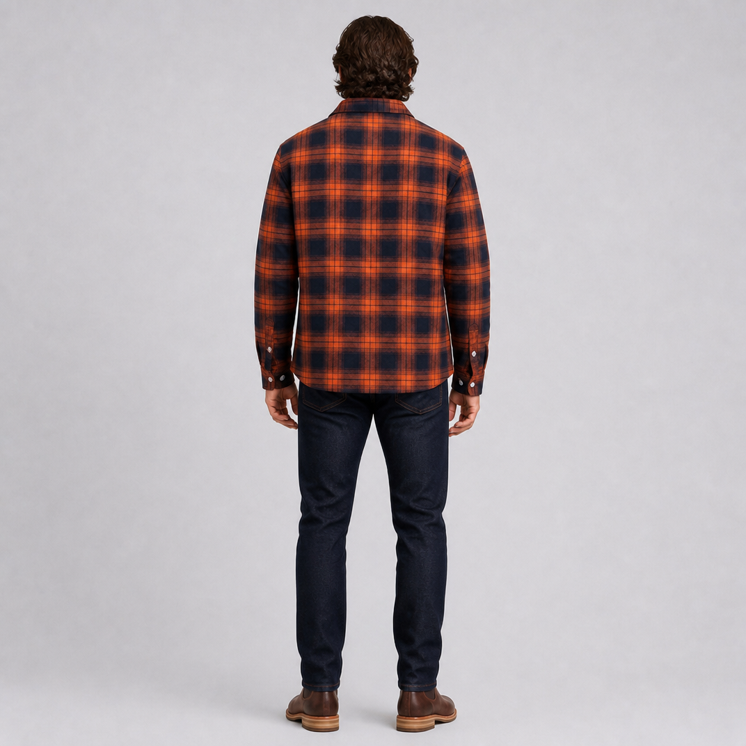 Men's Fleece-Lined Cotton Check Overshirt