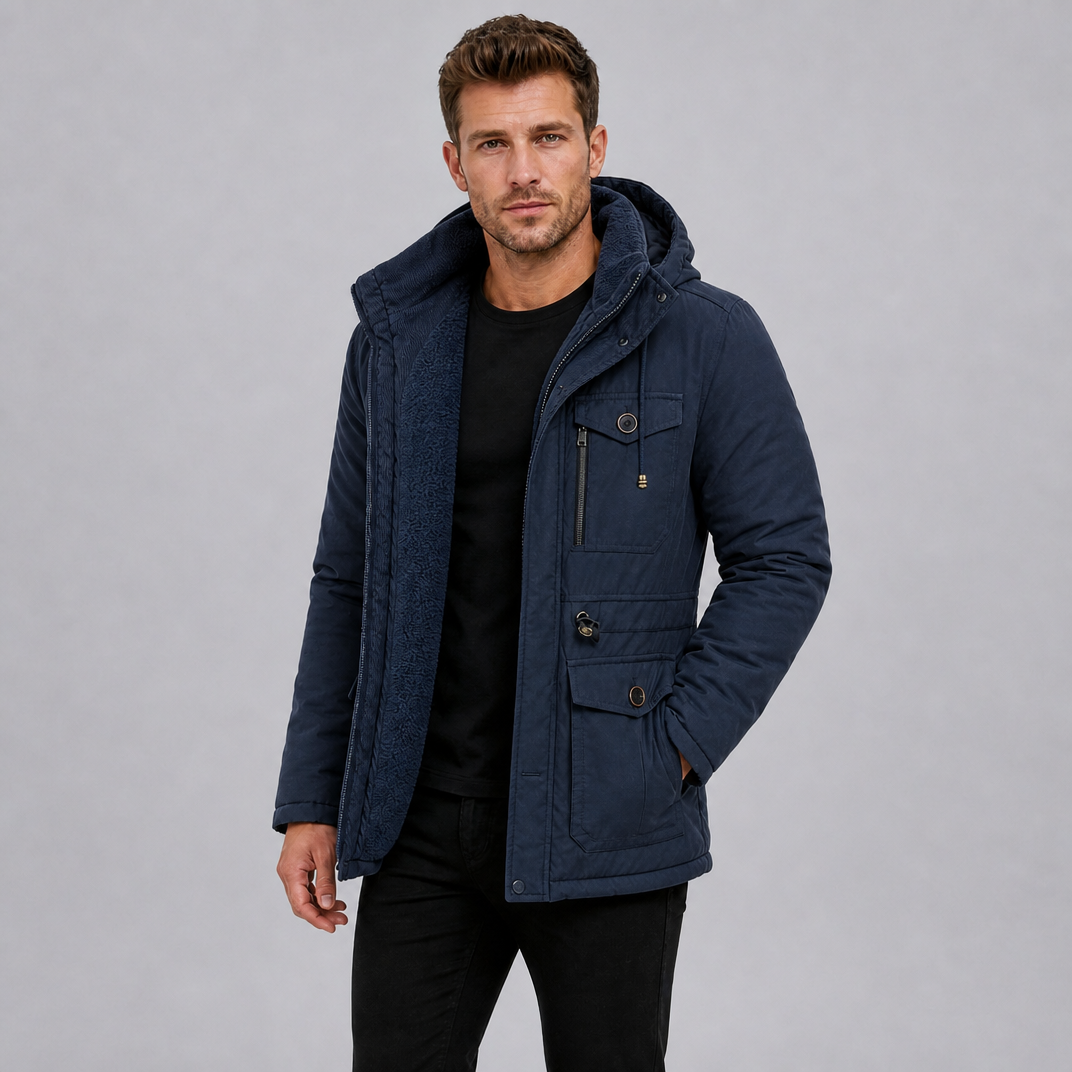 Men's Fleece Lined Hooded Parka Jacket