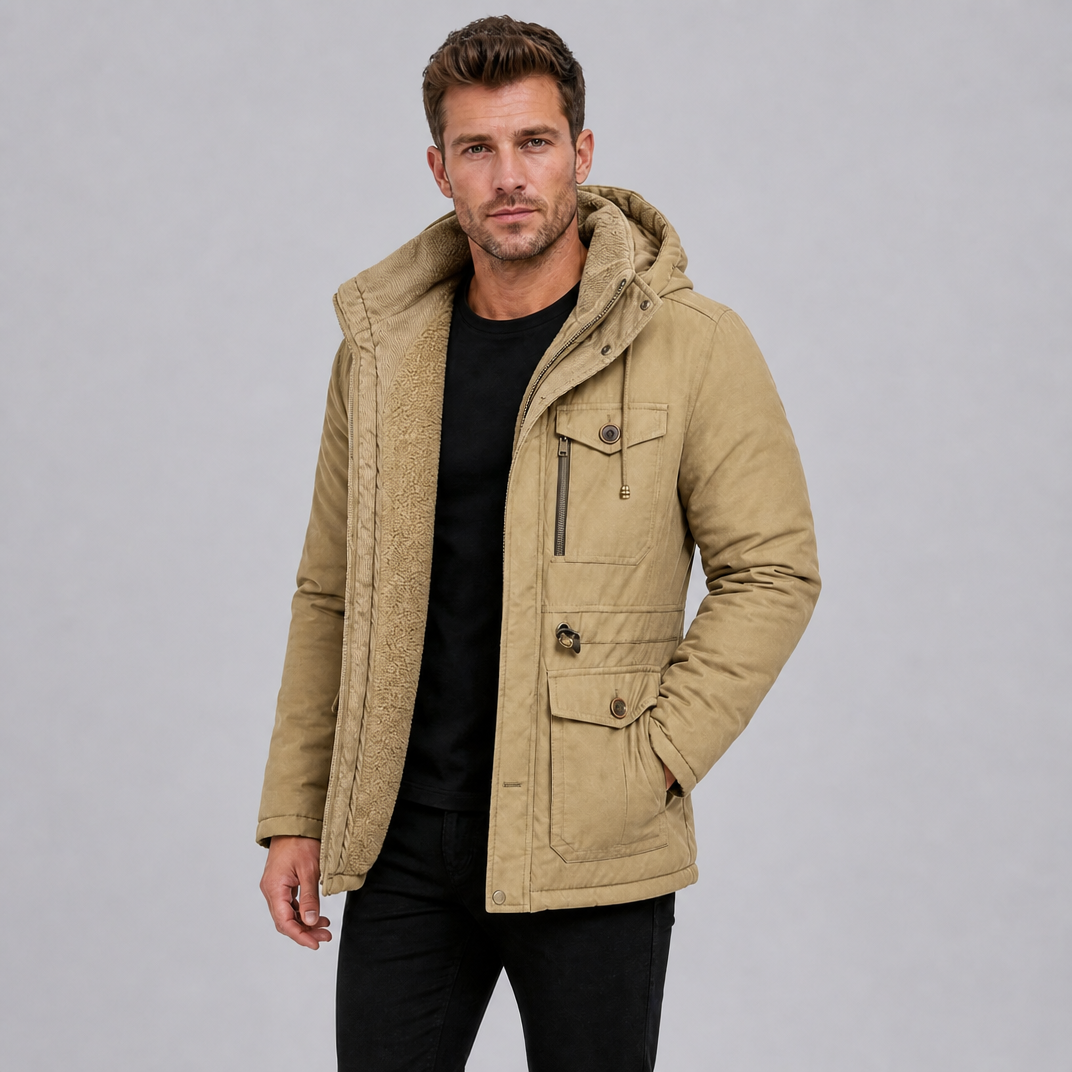 Men's Fleece Lined Hooded Parka Jacket
