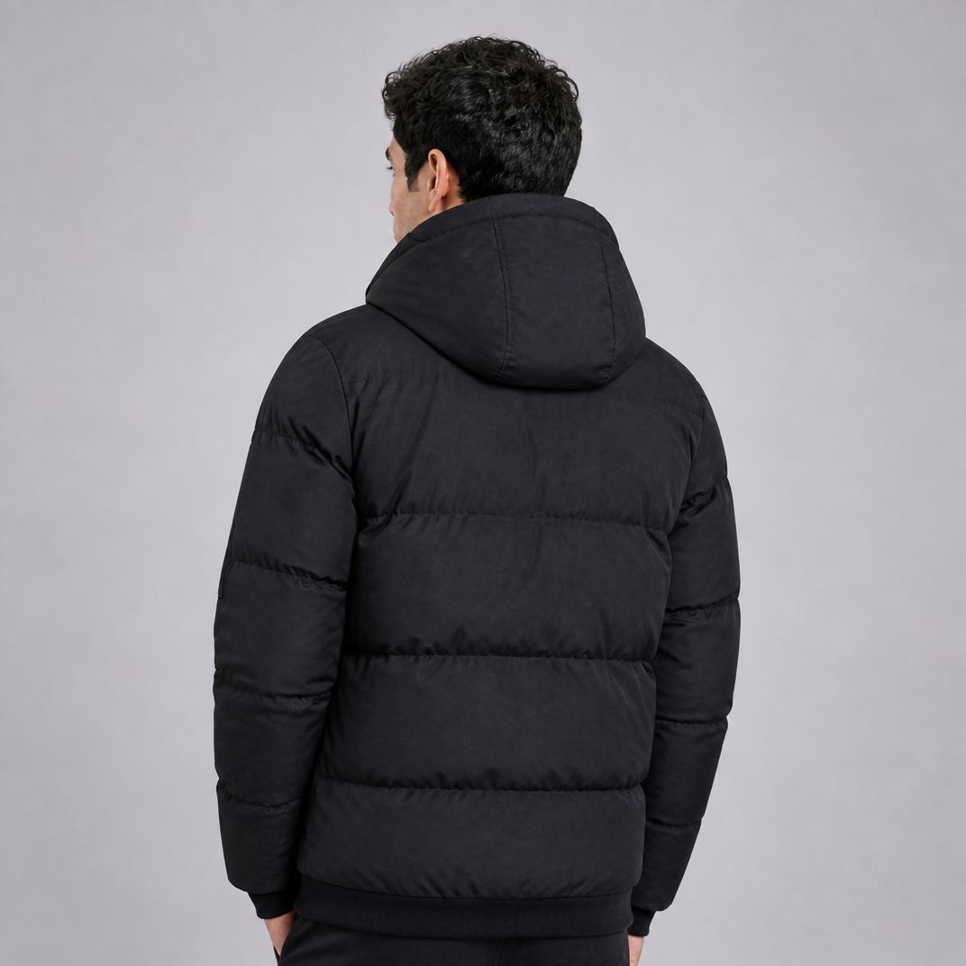 Men's Fleece Lined Hooded Puffer Jacket