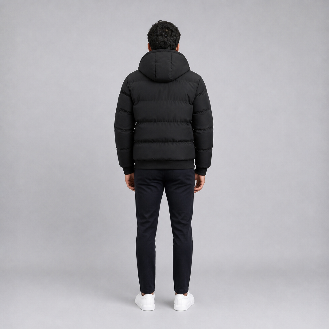 Men's Fleece Lined Hooded Puffer Jacket