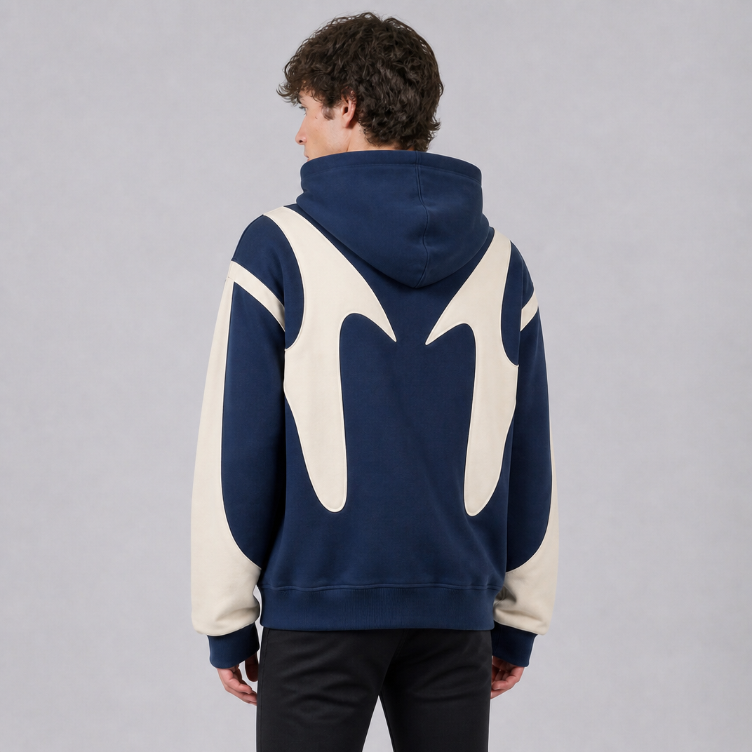 Men's Full Zip Hoodie Graphic Panel Hooded Jacket Regular Fit