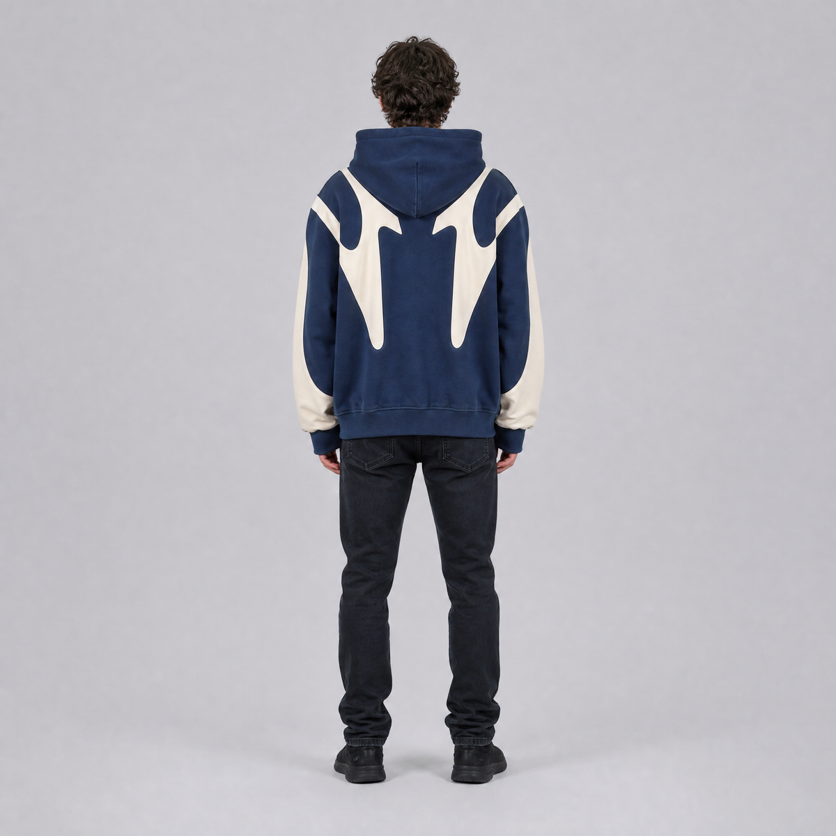 Men's Full Zip Hoodie Graphic Panel Hooded Jacket Regular Fit