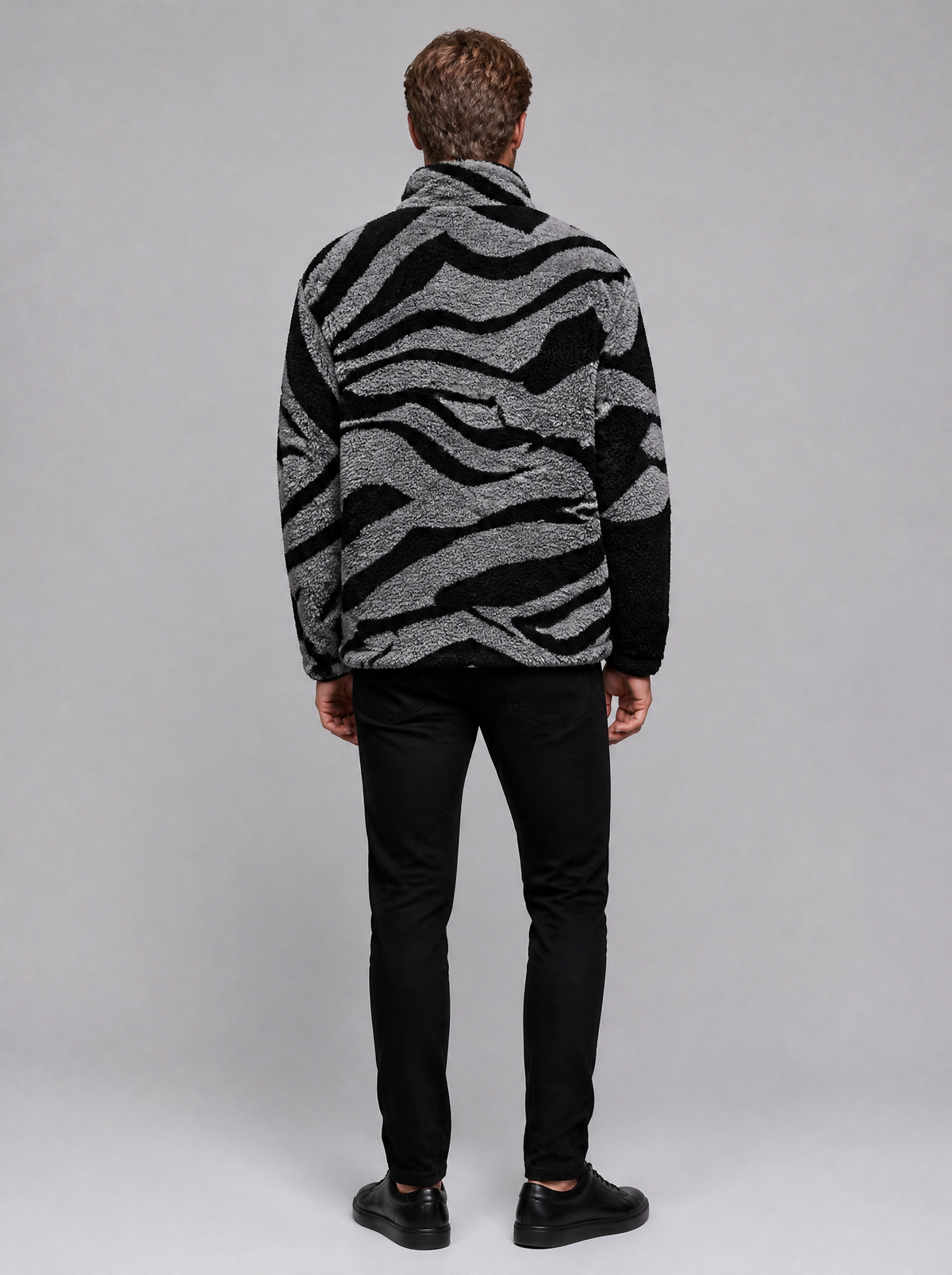 Men's Graphic Teddy Fleece Regular Fit Full Zip Fleece Jacket