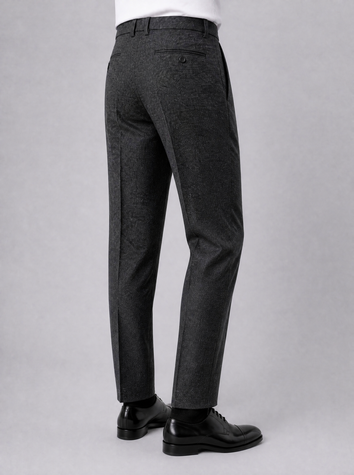 Men's Grey Wool Blend Pleated Tailored Trousers