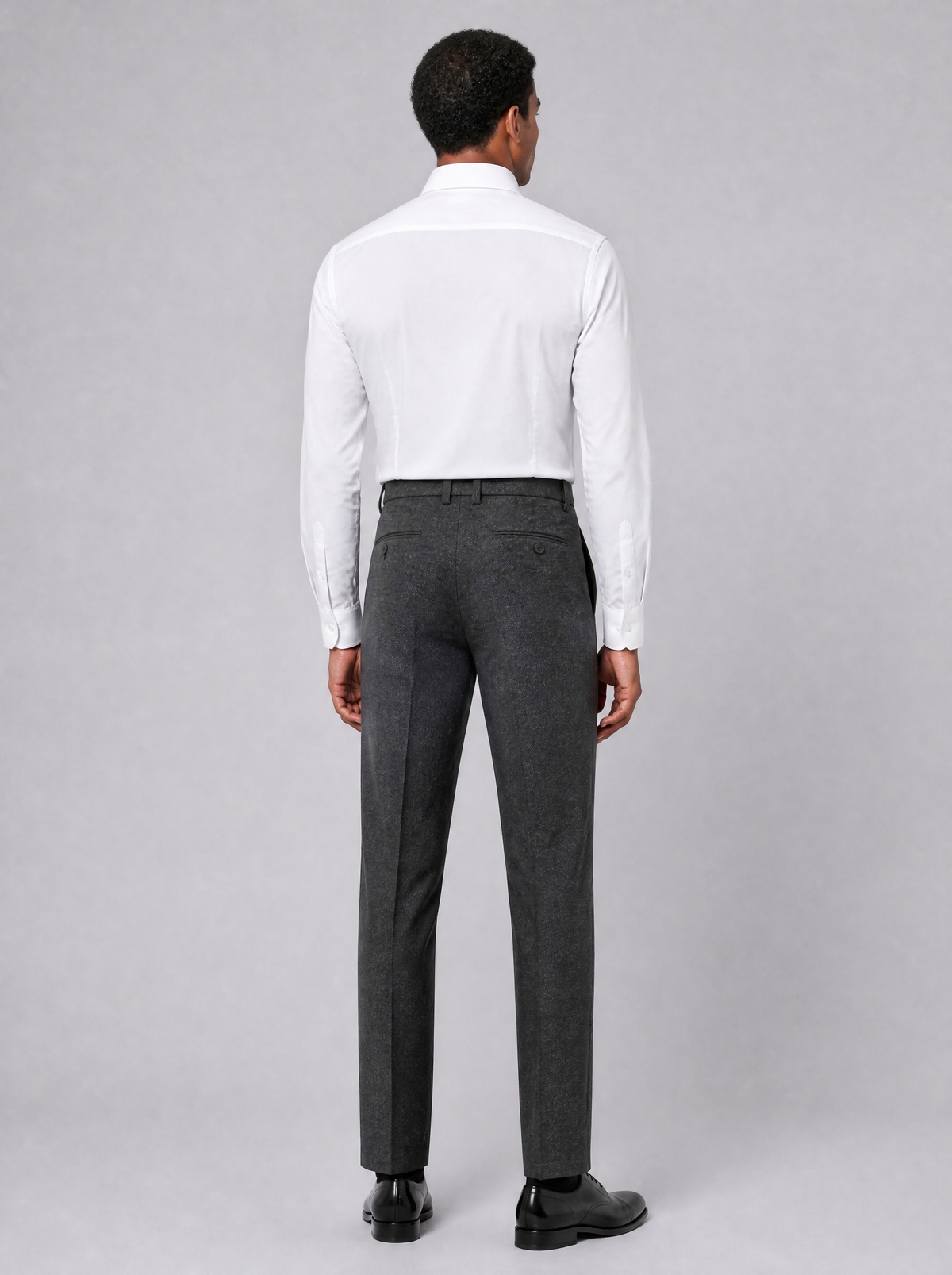 Men's Grey Wool Blend Pleated Tailored Trousers