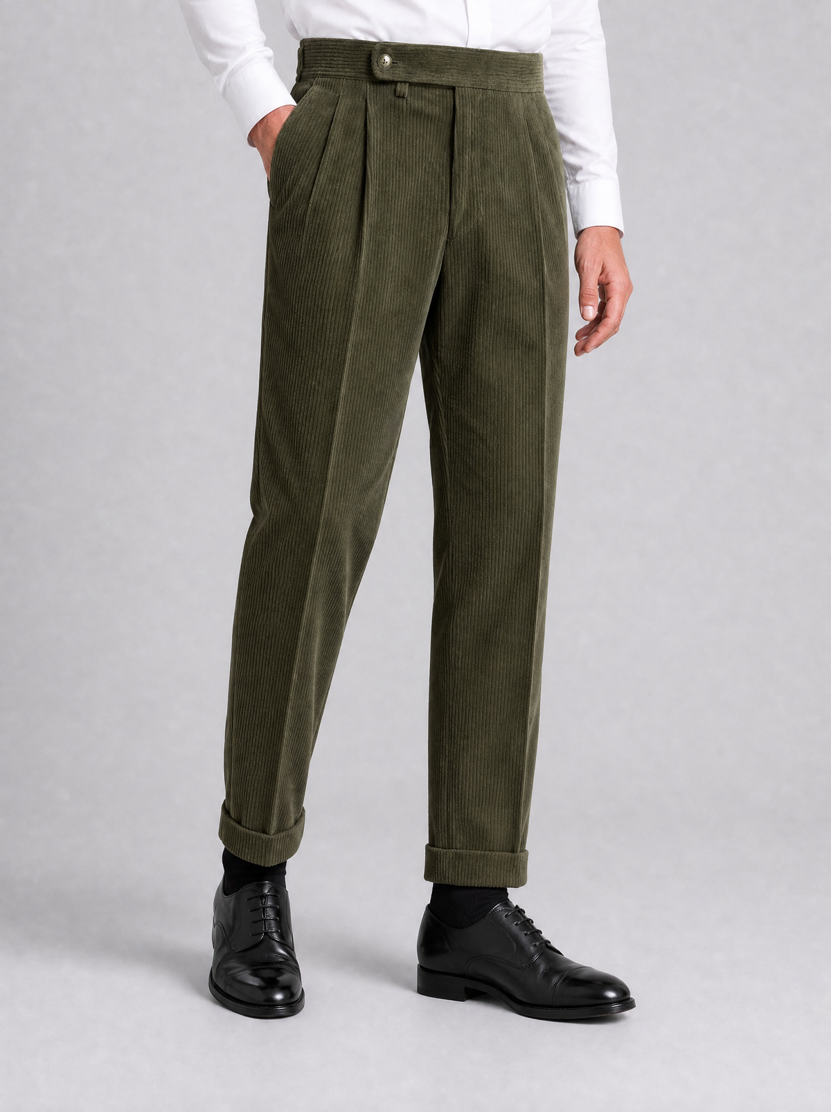 Men's Heavyweight Corduroy Blend Pleated Trousers