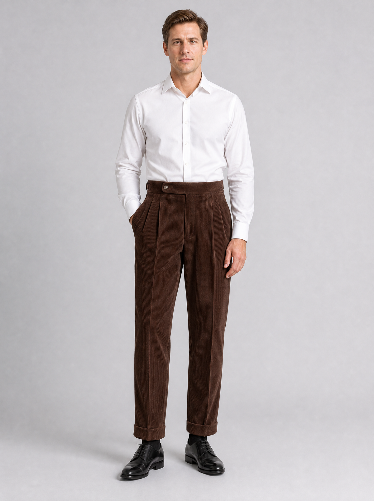 Men's Heavyweight Corduroy Blend Pleated Trousers