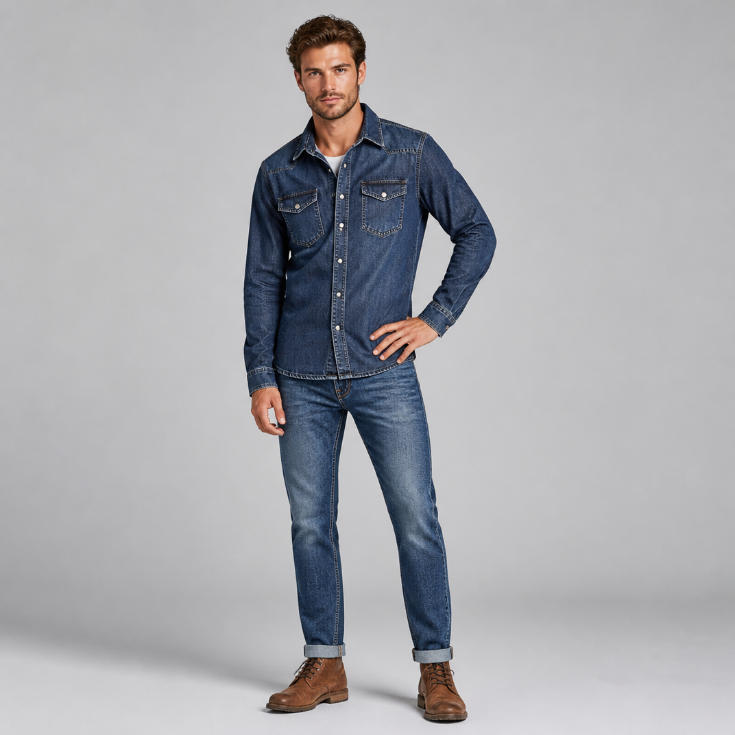 Men's Heavyweight Cotton Denim Western Overshirt