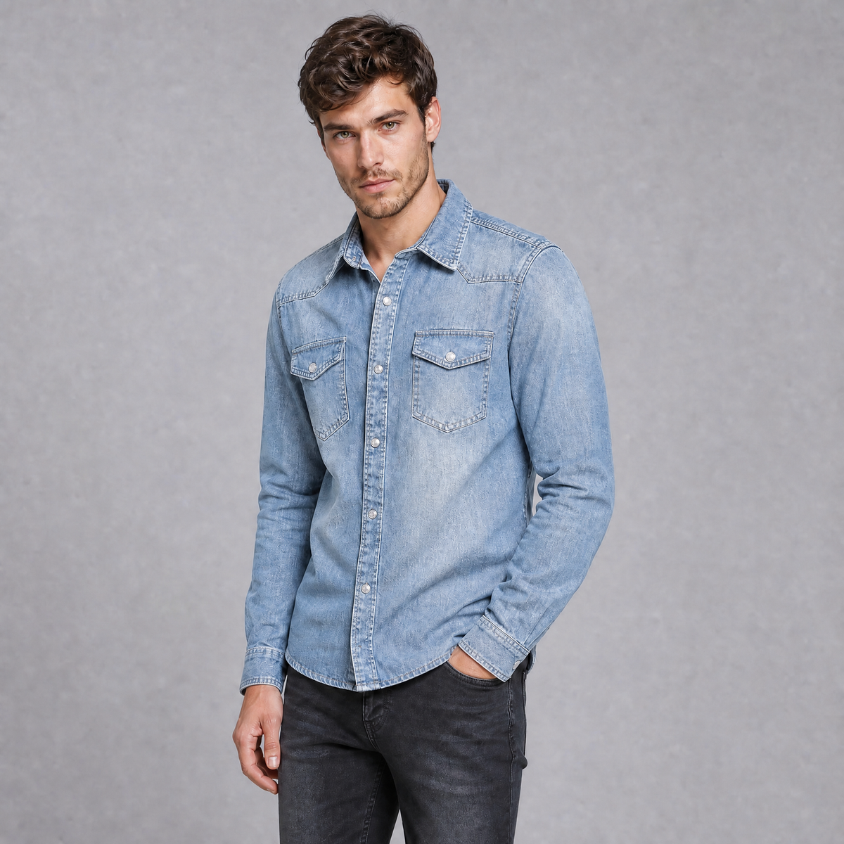 Men's Heavyweight Cotton Denim Western Overshirt