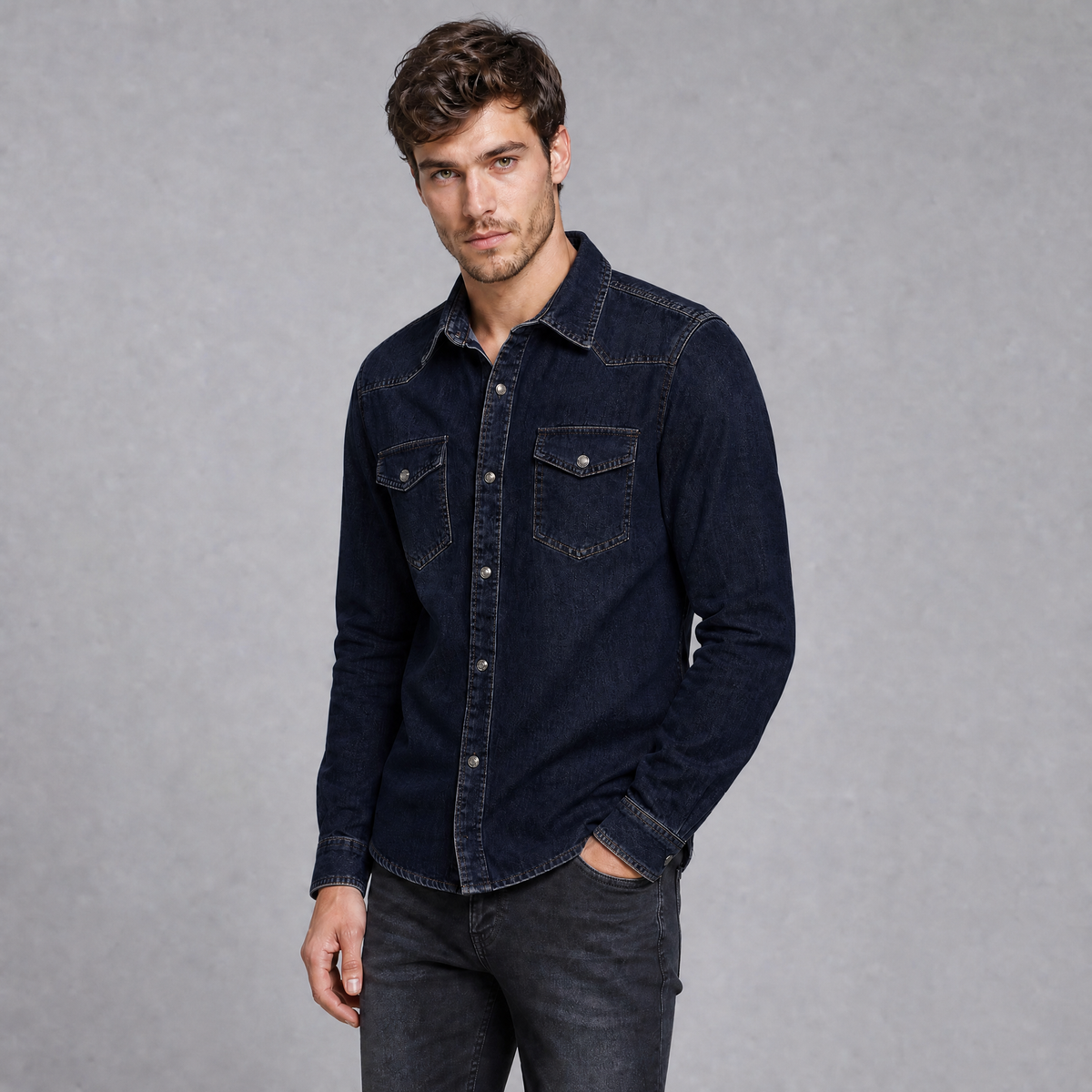 Men's Heavyweight Cotton Denim Western Overshirt