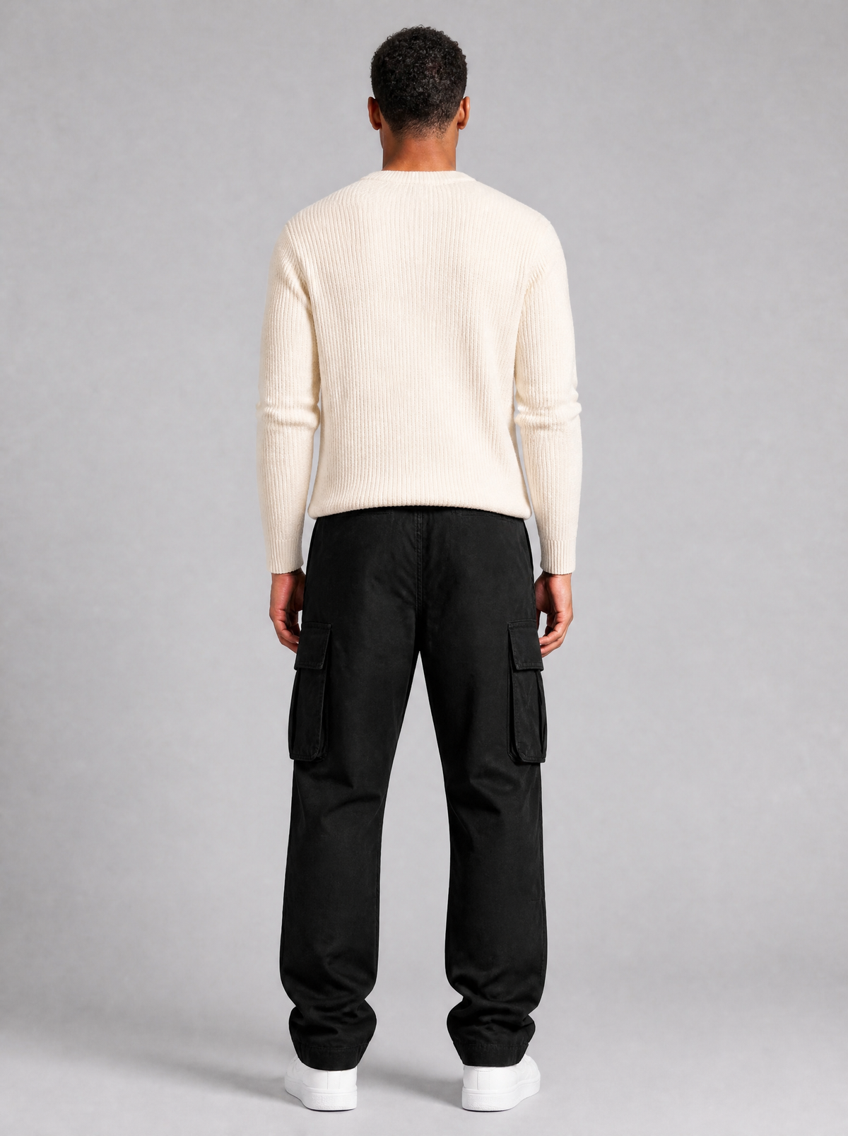 Men's Heavyweight Twill Blend Loose Fit Cargo Trousers