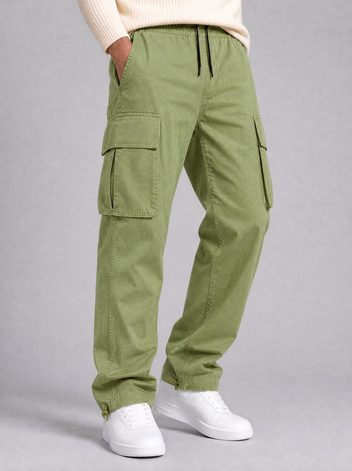 Men's Heavyweight Twill Blend Loose Fit Cargo Trousers