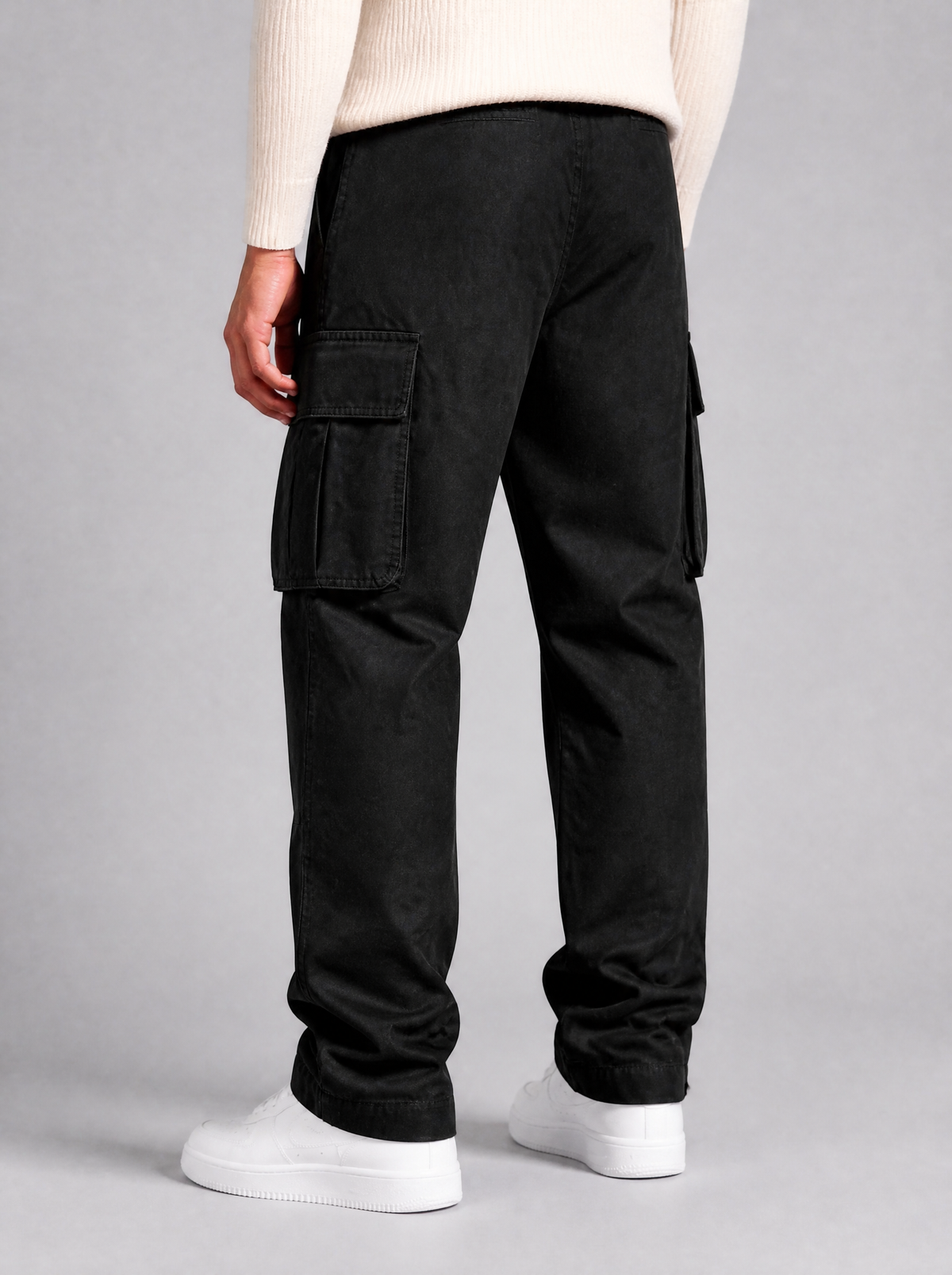Men's Heavyweight Twill Blend Loose Fit Cargo Trousers