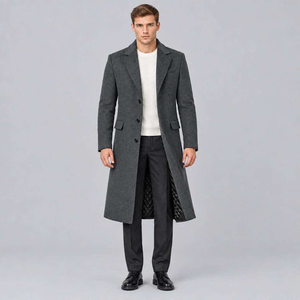 Men's Heavyweight Wool Blend Tailored Overcoat