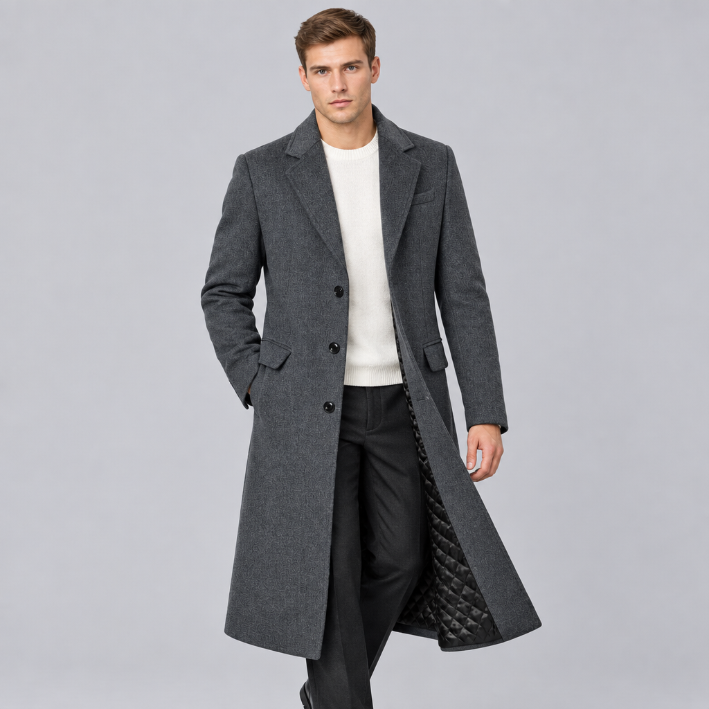 Men's Heavyweight Wool Blend Tailored Overcoat