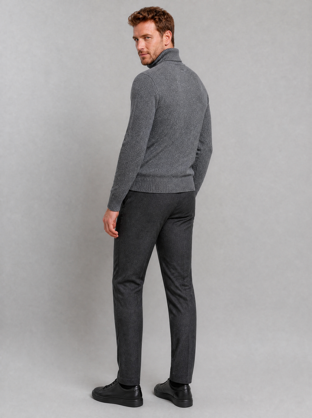 Men's Knit Cable Regular Fit Roll Neck Jumper - view 2